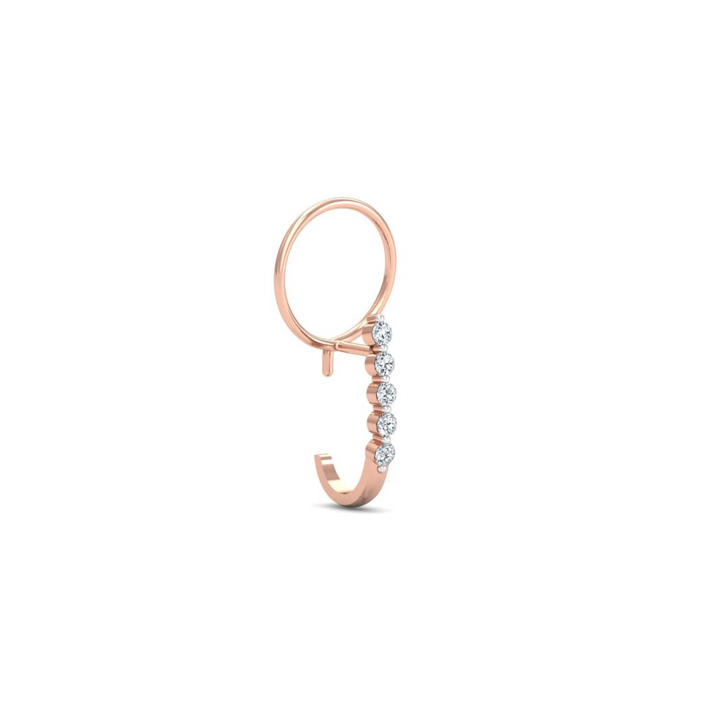 KuberBox 18K Rose Gold Aalamb J-Shaped Nose Pin