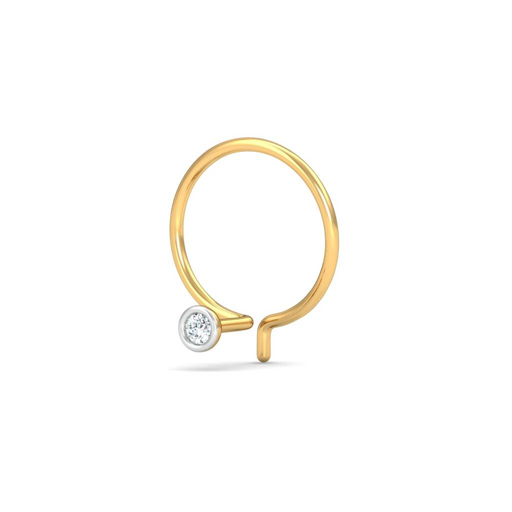 KuberBox 18K Yellow Gold Bezel 2 Cent Nose Pin