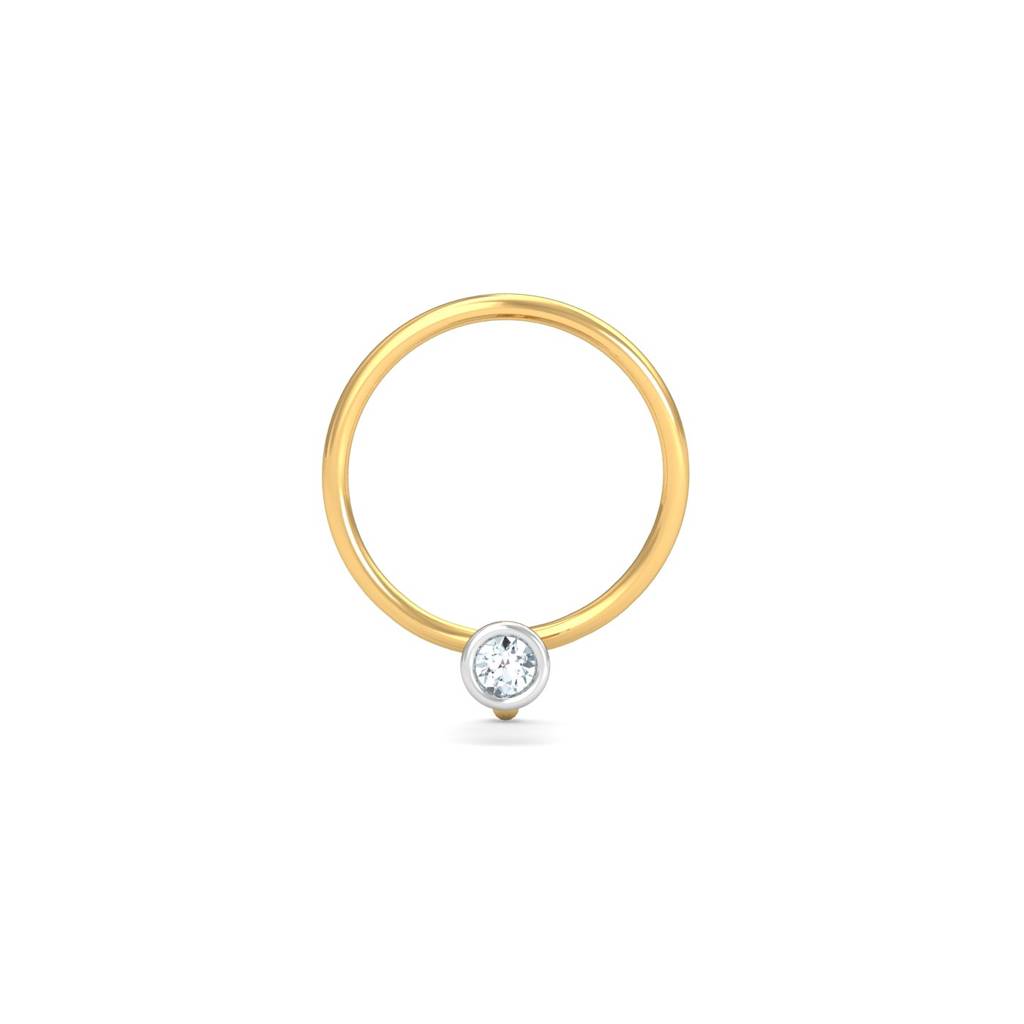 KuberBox 18K Yellow Gold Bezel 2 Cent Nose Pin