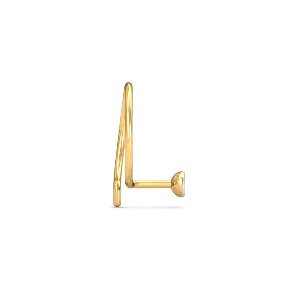 KuberBox 18K Yellow Gold Bezel 2 Cent Nose Pin