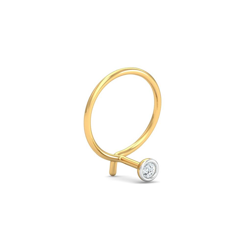 KuberBox 18K Yellow Gold Bezel 2 Cent Nose Pin
