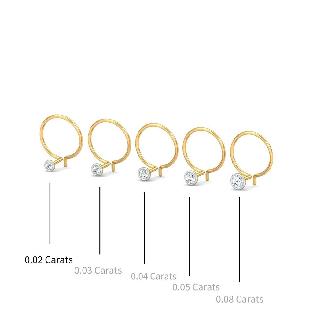 KuberBox 18K Yellow Gold Bezel 2 Cent Nose Pin