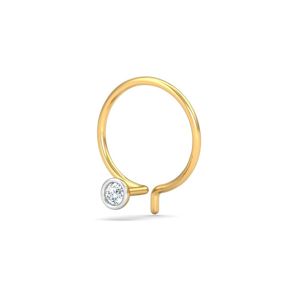 KuberBox 18K Yellow Gold Bezel 3 Cent Nose Pin