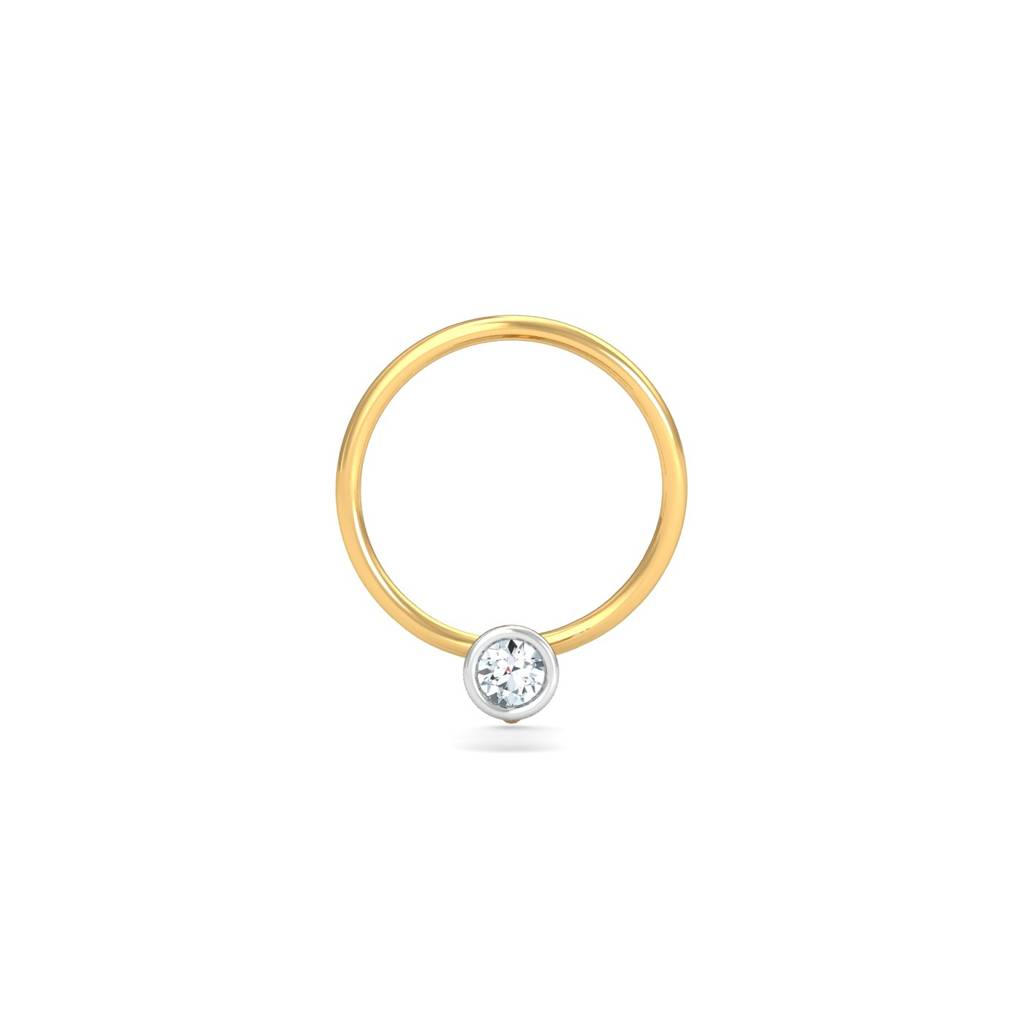KuberBox 18K Yellow Gold Bezel 3 Cent Nose Pin