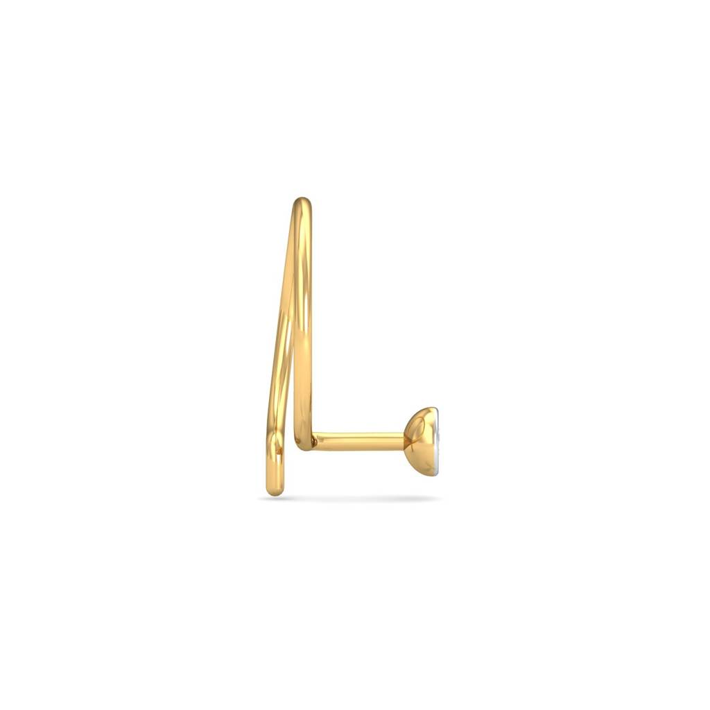 KuberBox 18K Yellow Gold Bezel 3 Cent Nose Pin