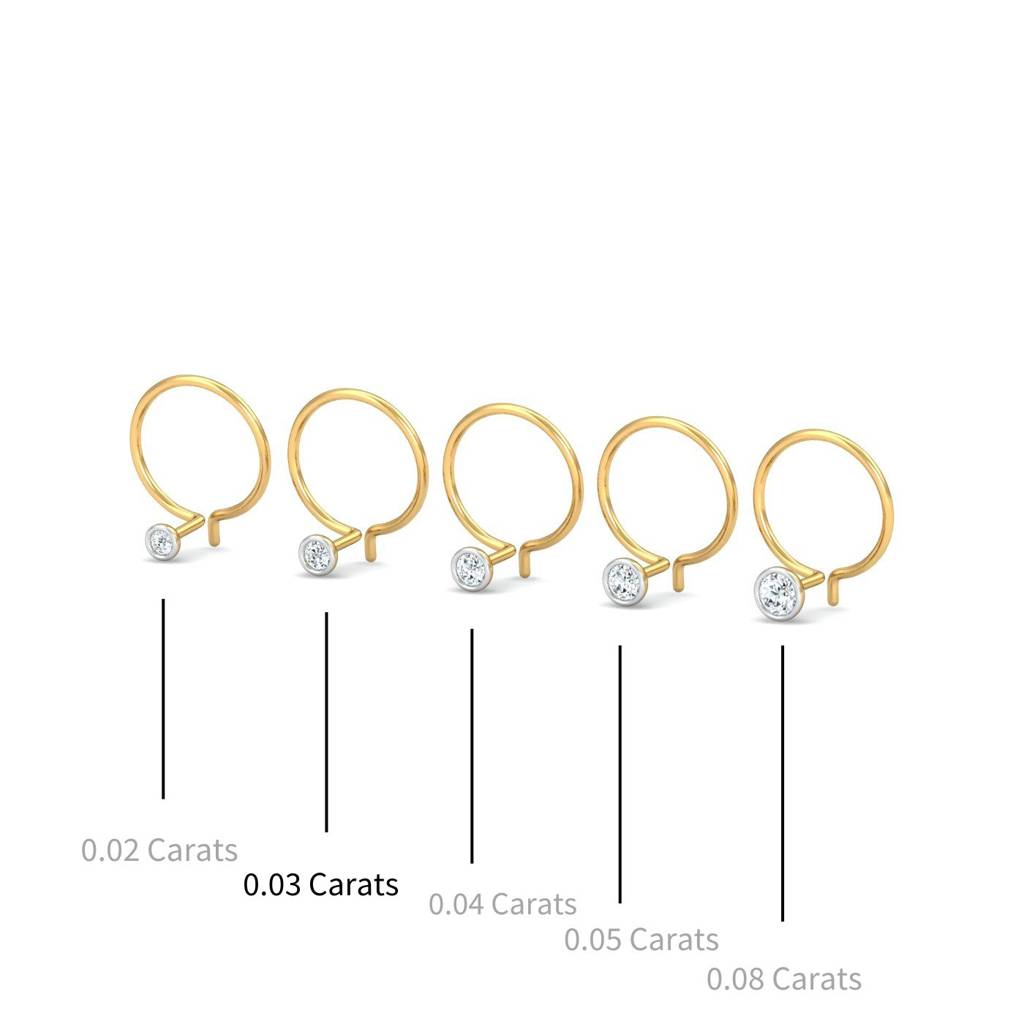 KuberBox 18K Yellow Gold Bezel 3 Cent Nose Pin