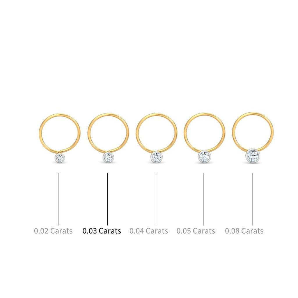 KuberBox 18K Yellow Gold Bezel 3 Cent Nose Pin