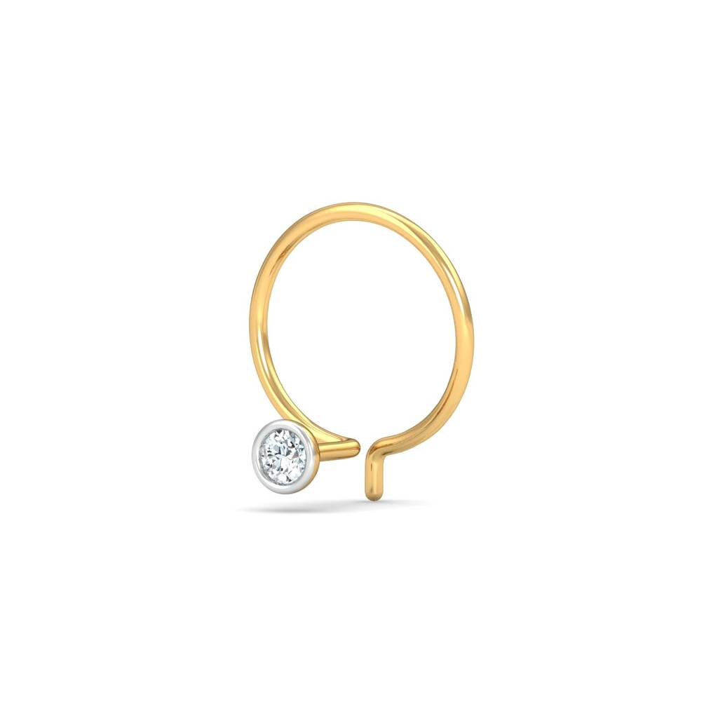KuberBox 18K Yellow Gold Bezel 4 Cent Nose Pin