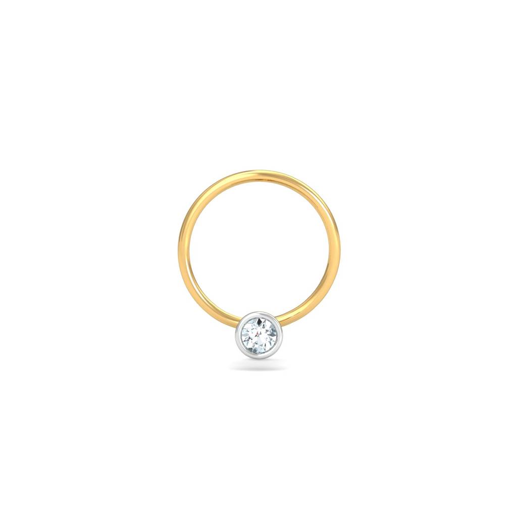 KuberBox 18K Yellow Gold Bezel 4 Cent Nose Pin