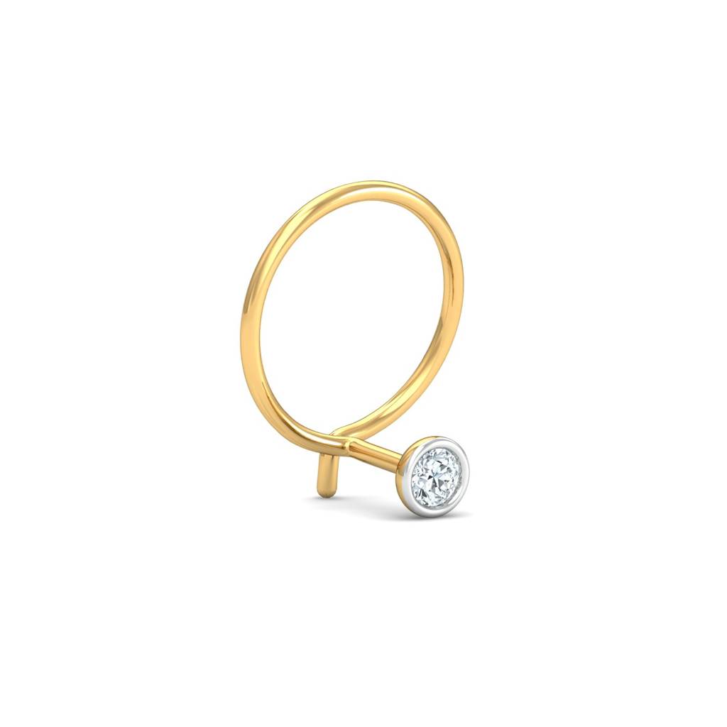 KuberBox 18K Yellow Gold Bezel 4 Cent Nose Pin