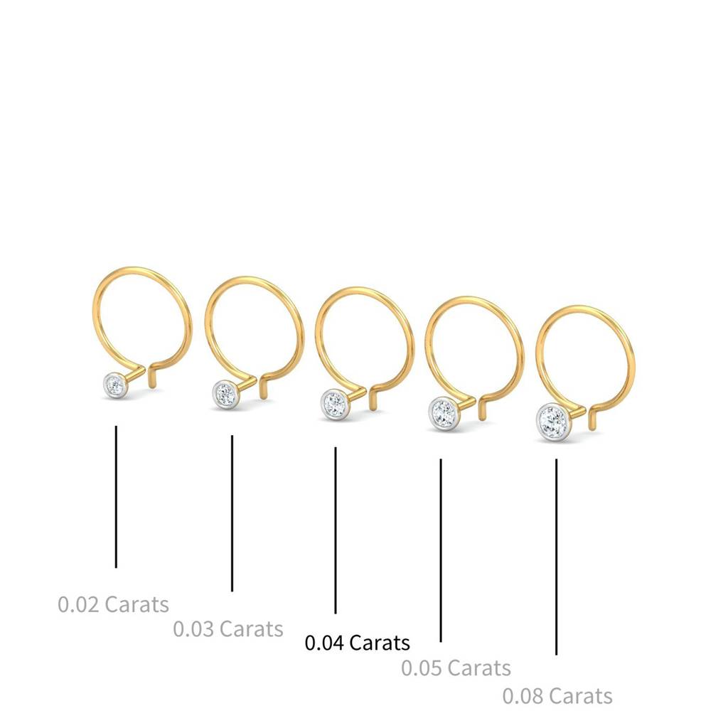 KuberBox 18K Yellow Gold Bezel 4 Cent Nose Pin