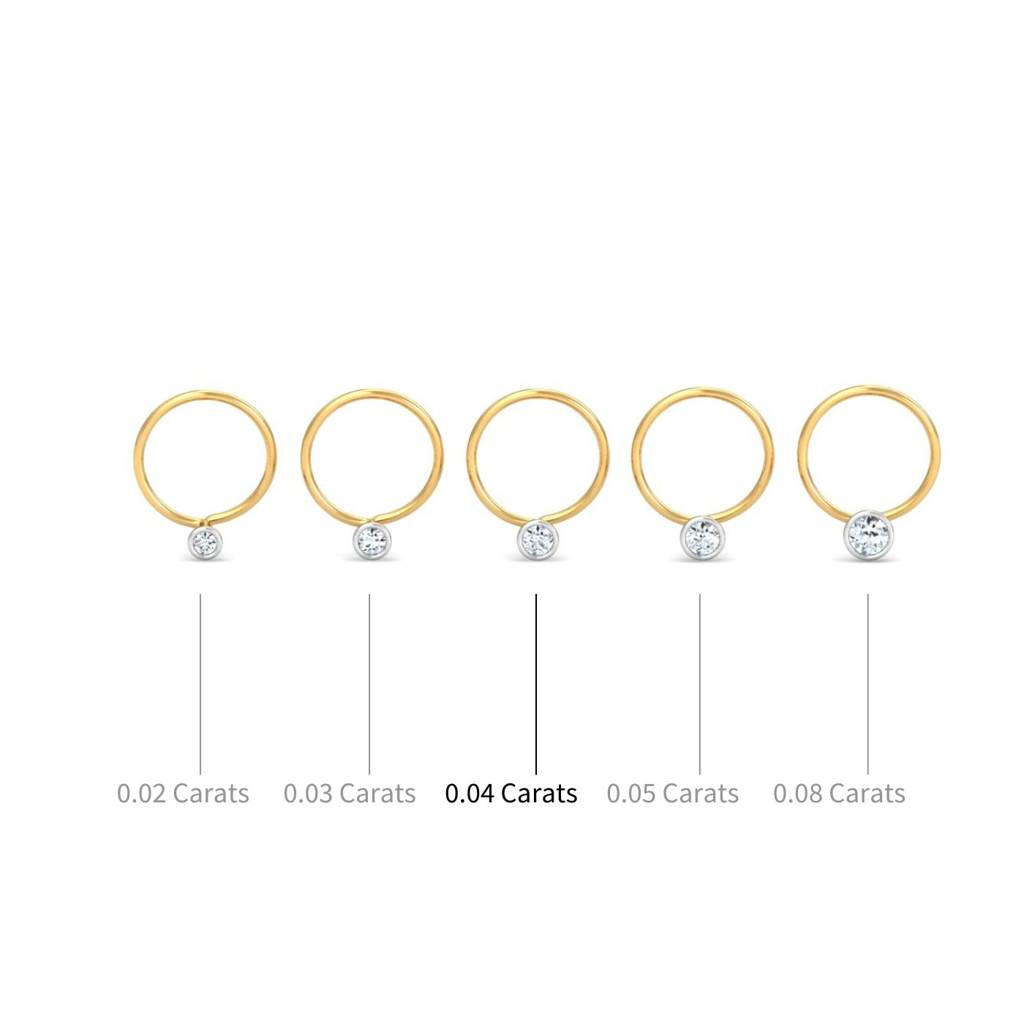 KuberBox 18K Yellow Gold Bezel 4 Cent Nose Pin