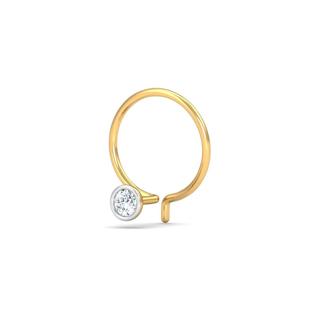 KuberBox 18K Yellow Gold Bezel 5 Cent Nose Pin