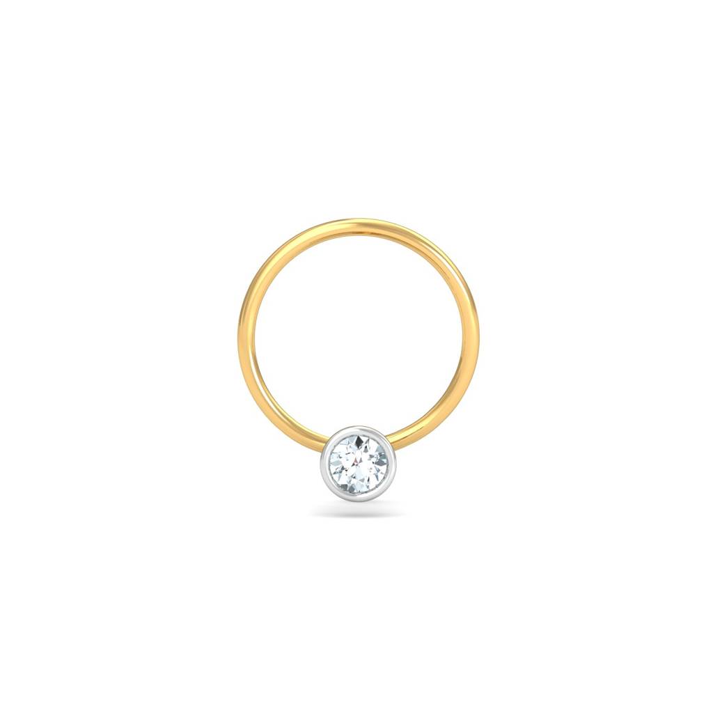KuberBox 18K Yellow Gold Bezel 5 Cent Nose Pin