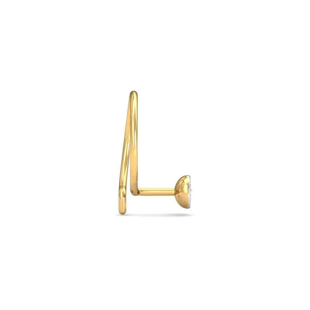 KuberBox 18K Yellow Gold Bezel 5 Cent Nose Pin