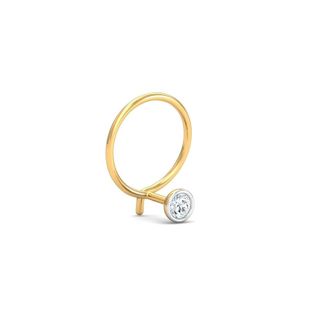 KuberBox 18K Yellow Gold Bezel 5 Cent Nose Pin