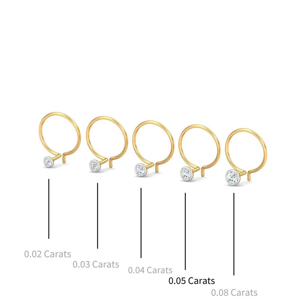 KuberBox 18K Yellow Gold Bezel 5 Cent Nose Pin