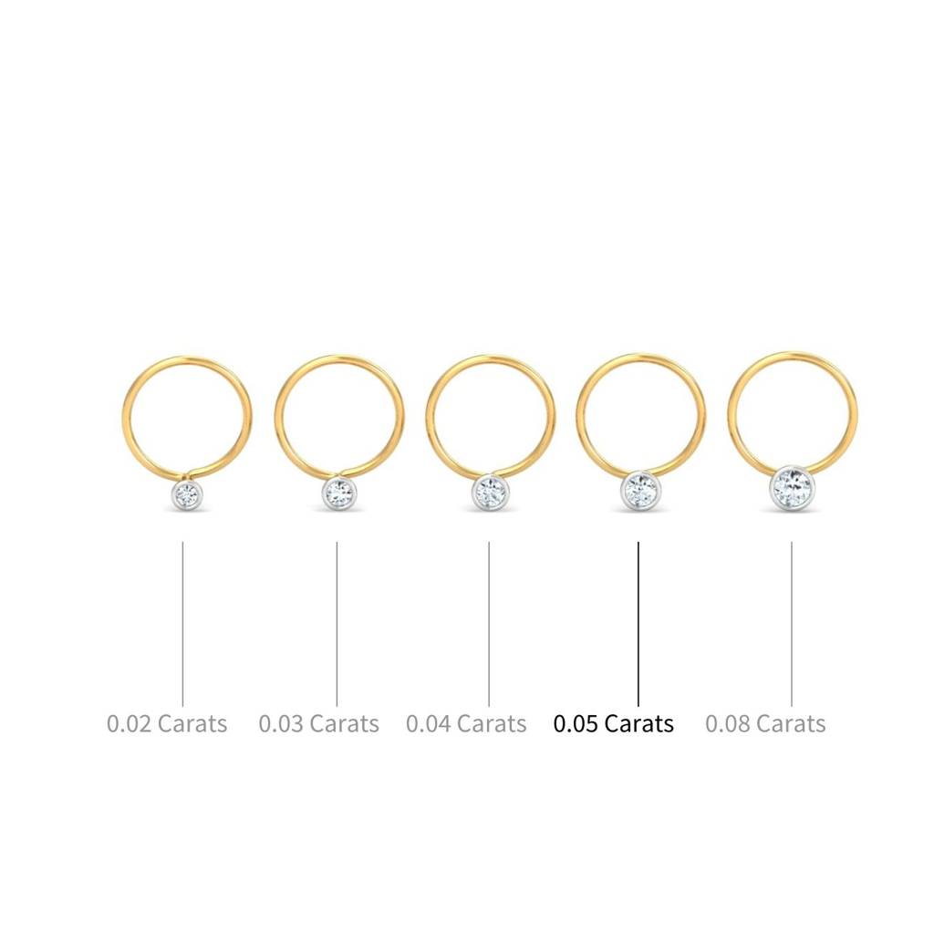 KuberBox 18K Yellow Gold Bezel 5 Cent Nose Pin
