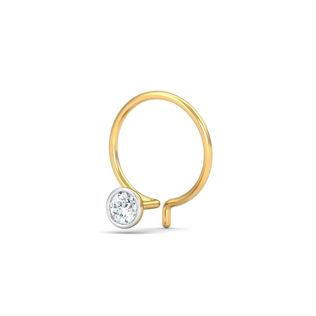 KuberBox 18K Yellow Gold Bezel 8 Cent Nose Pin