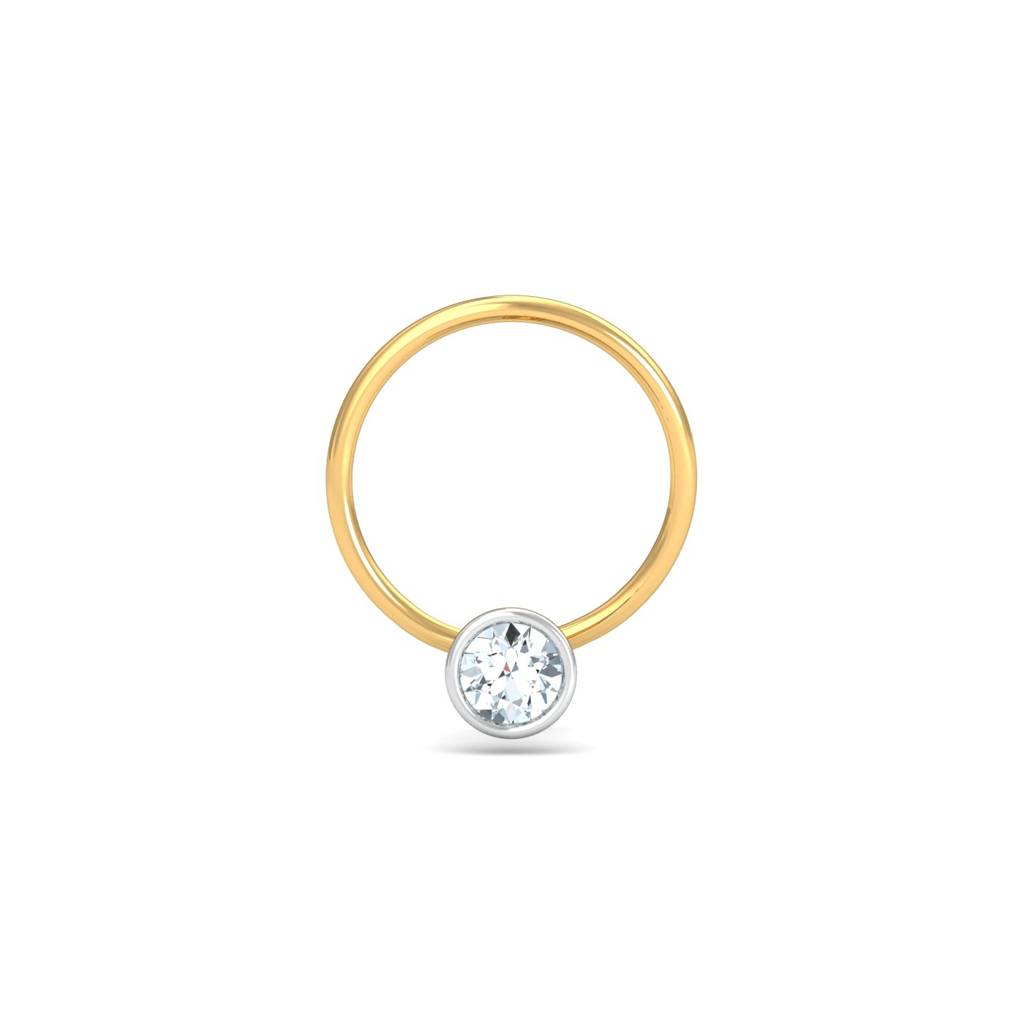 KuberBox 18K Yellow Gold Bezel 8 Cent Nose Pin