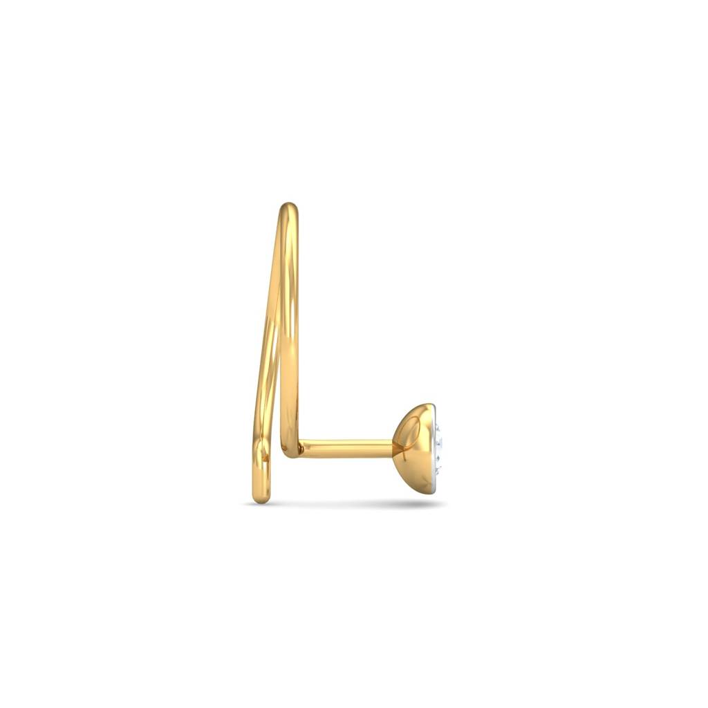 KuberBox 18K Yellow Gold Bezel 8 Cent Nose Pin