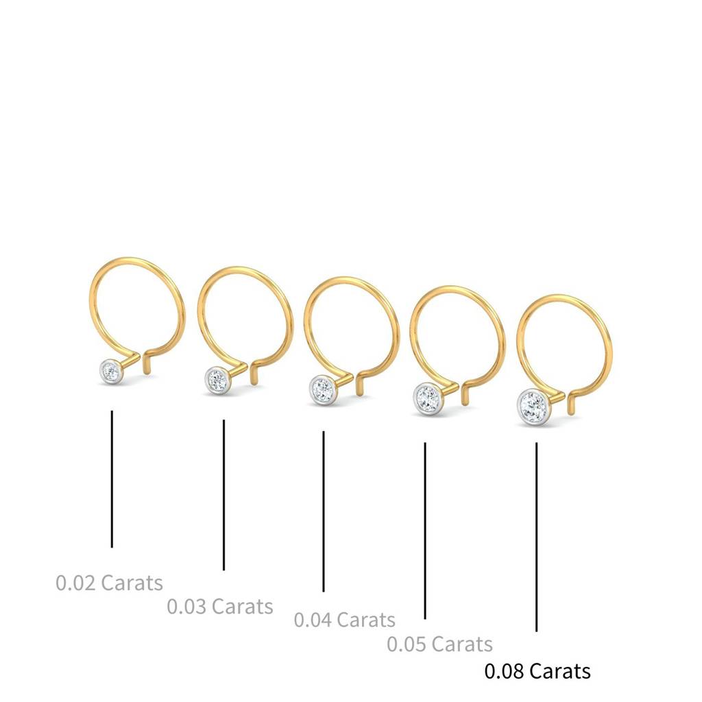 KuberBox 18K Yellow Gold Bezel 8 Cent Nose Pin