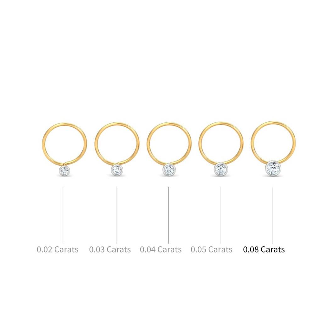 KuberBox 18K Yellow Gold Bezel 8 Cent Nose Pin