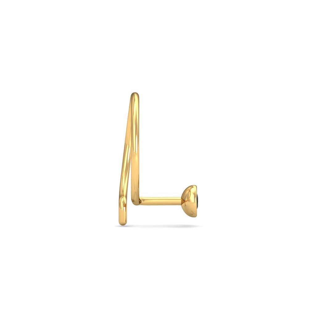 KuberBox 18K Yellow Gold Bezel Black Diamond Nose Pin