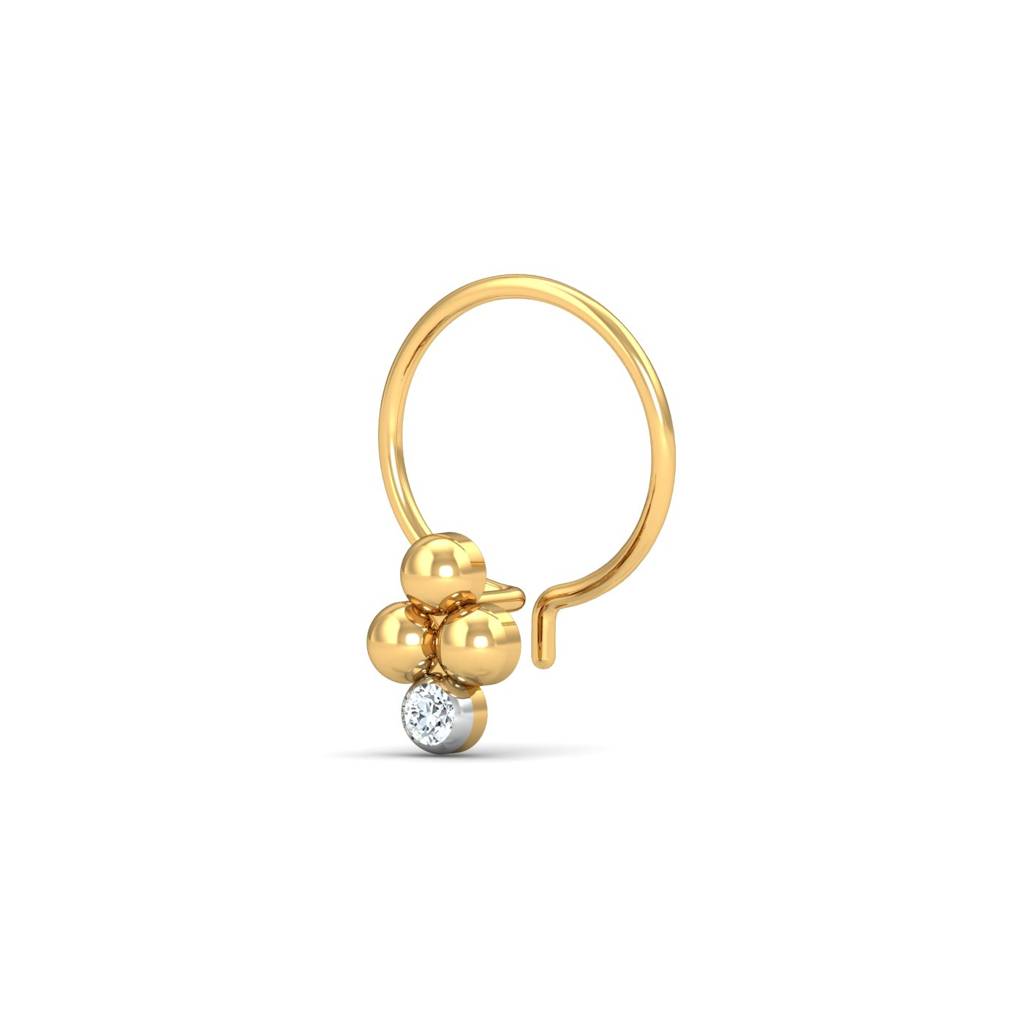 KuberBox 18K Yellow Gold Mukta Nose Pin