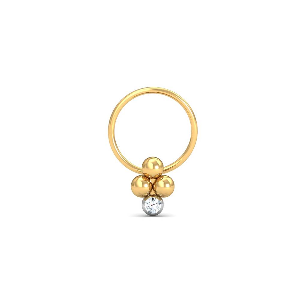 KuberBox 18K Yellow Gold Mukta Nose Pin