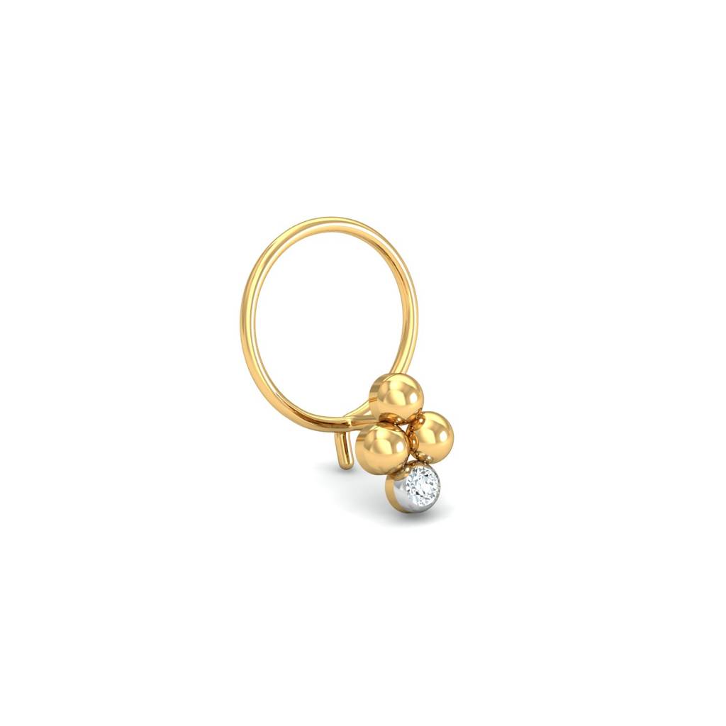 KuberBox 18K Yellow Gold Mukta Nose Pin
