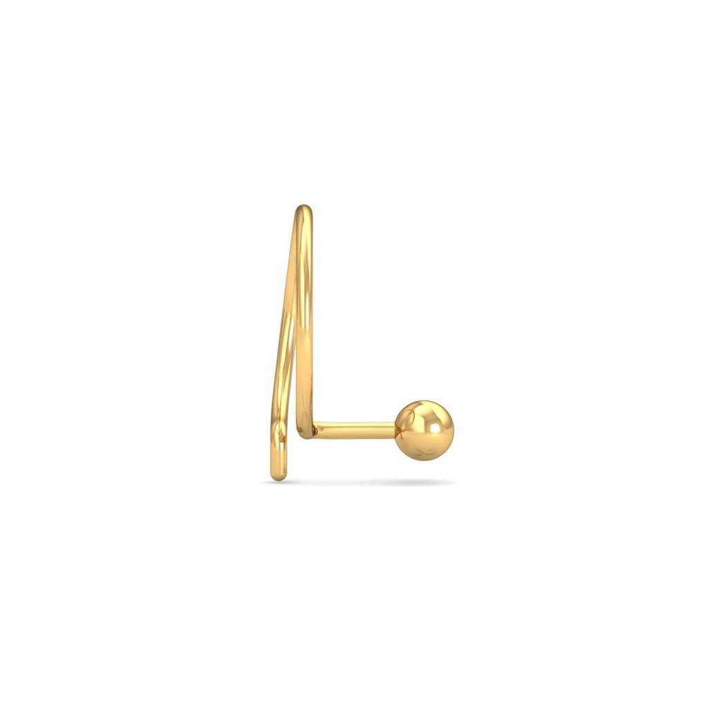 KuberBox 18K Yellow Gold 2.5 MM Gold Ball Nose Pin