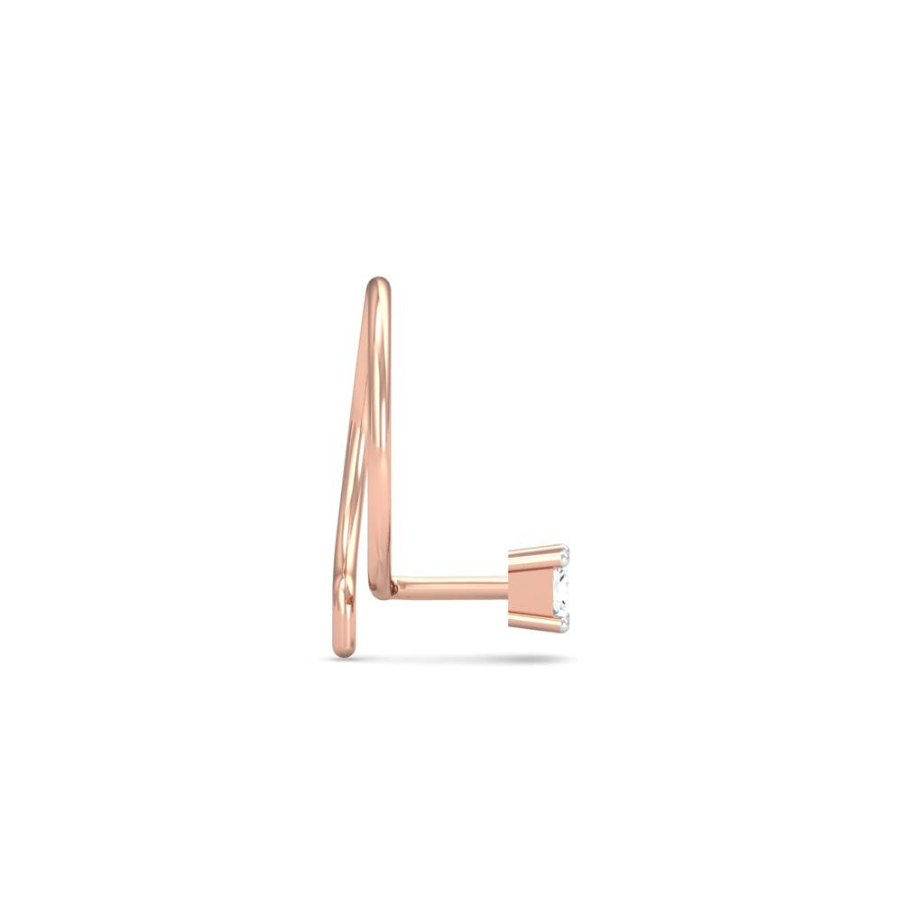 KuberBox 18K Rose Gold Tiny Square Diamond Nose Wire