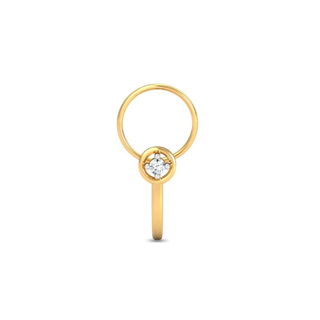 KuberBox 18K Yellow Gold Bling J-Shaped Nose Pin