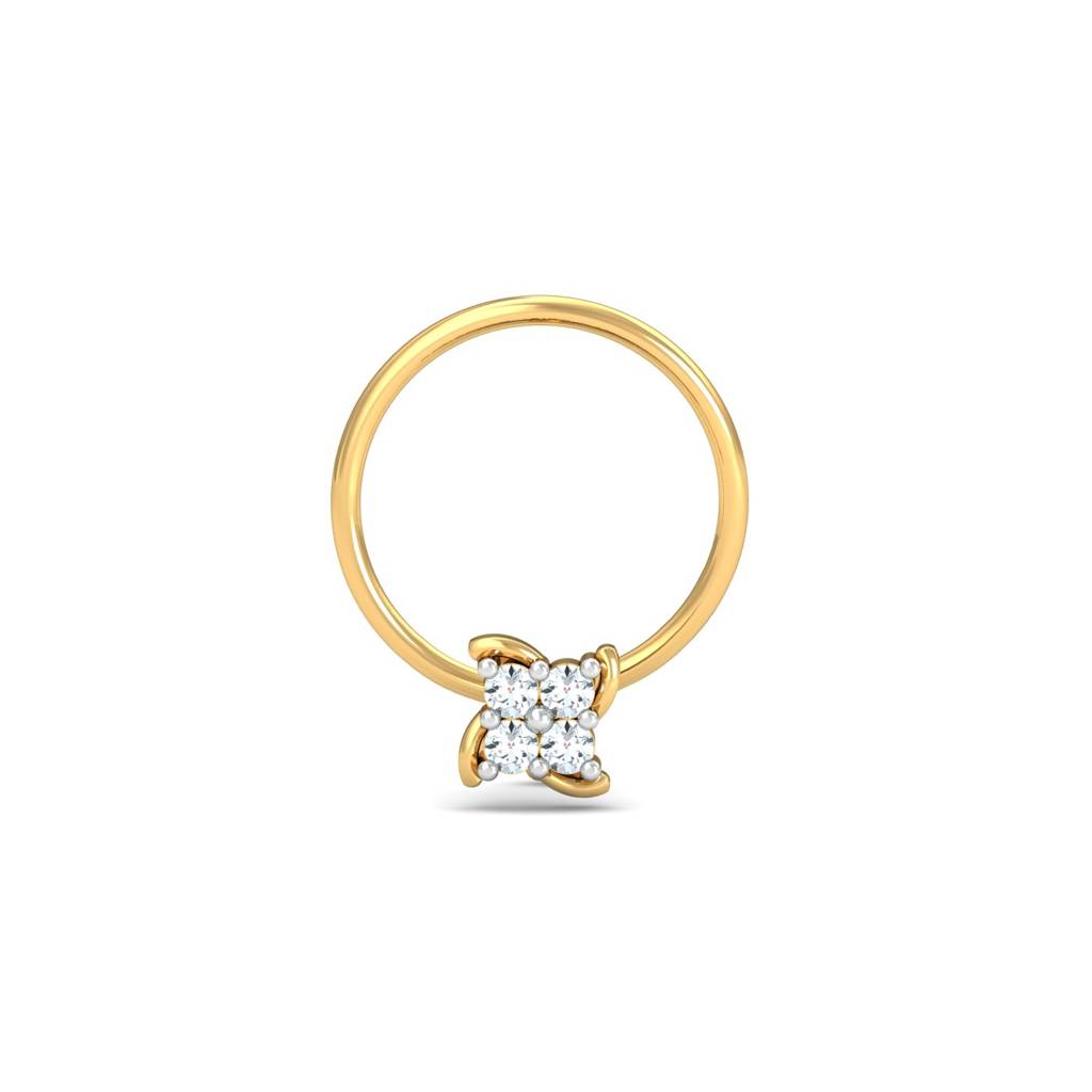 KuberBox 18K Yellow Gold Quartet Stud Nose Pin