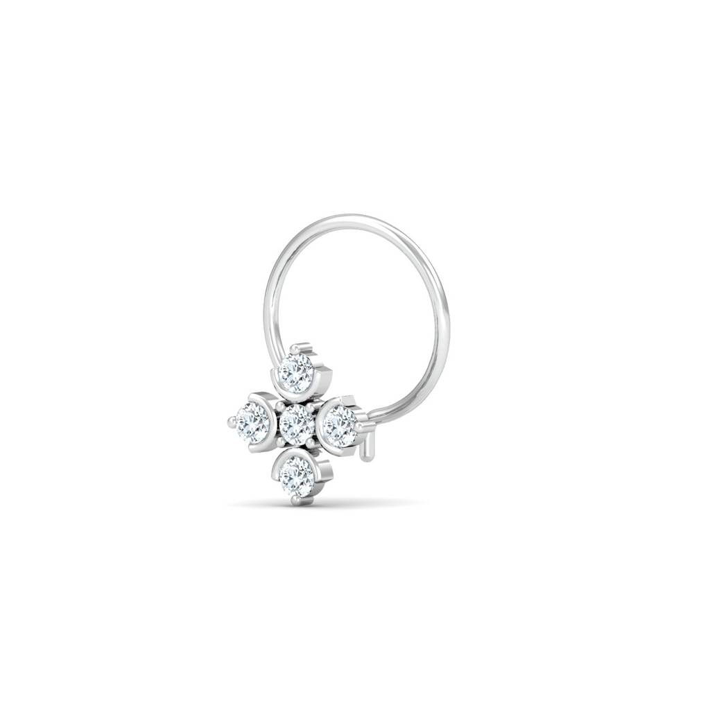 KuberBox 18K White Gold Cinque Nose Pin