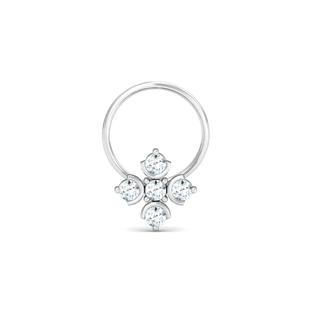 KuberBox 18K White Gold Cinque Nose Pin