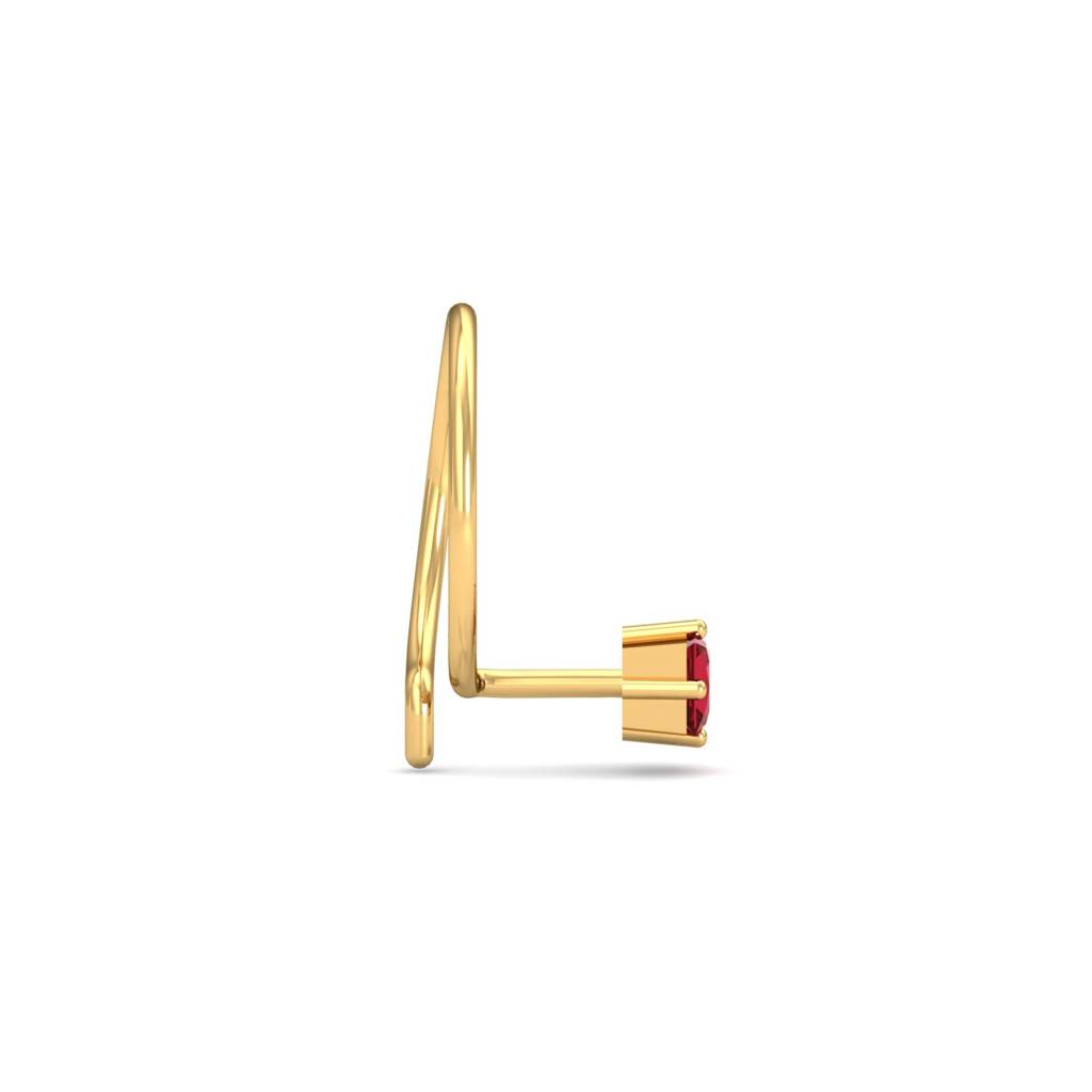 KuberBox 18K Yellow Gold 2.5 mm Square Ruby Nose Pin