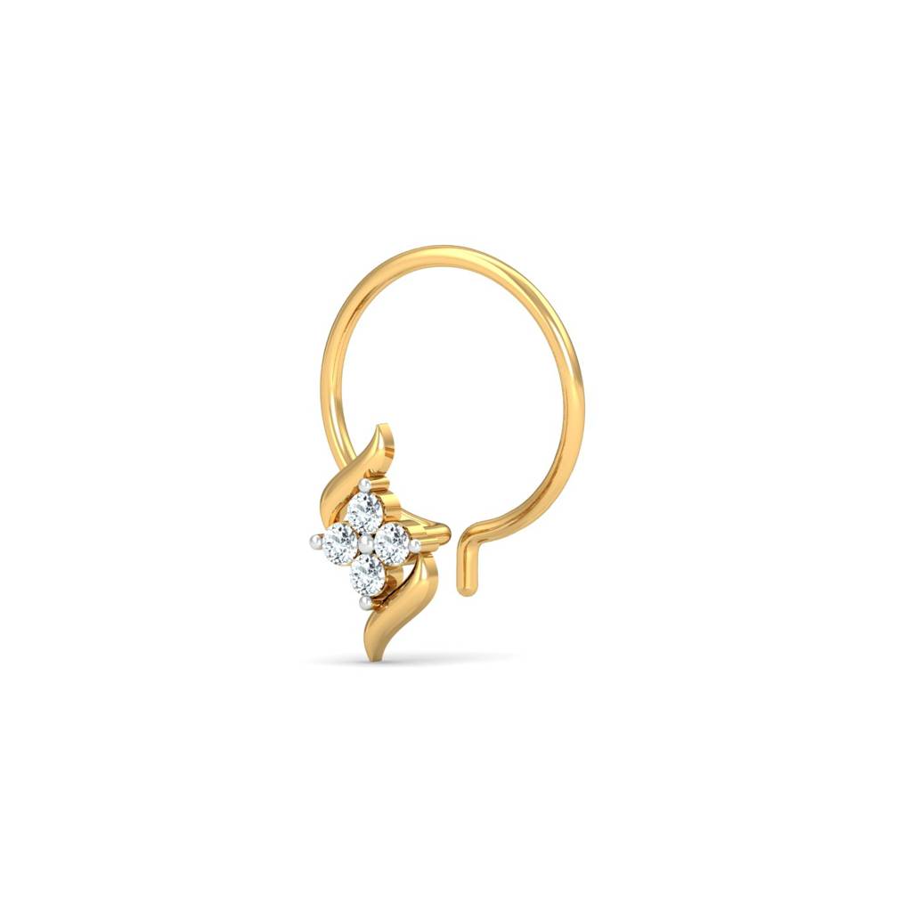 KuberBox 18K Yellow Gold Dvidal Nose Pin
