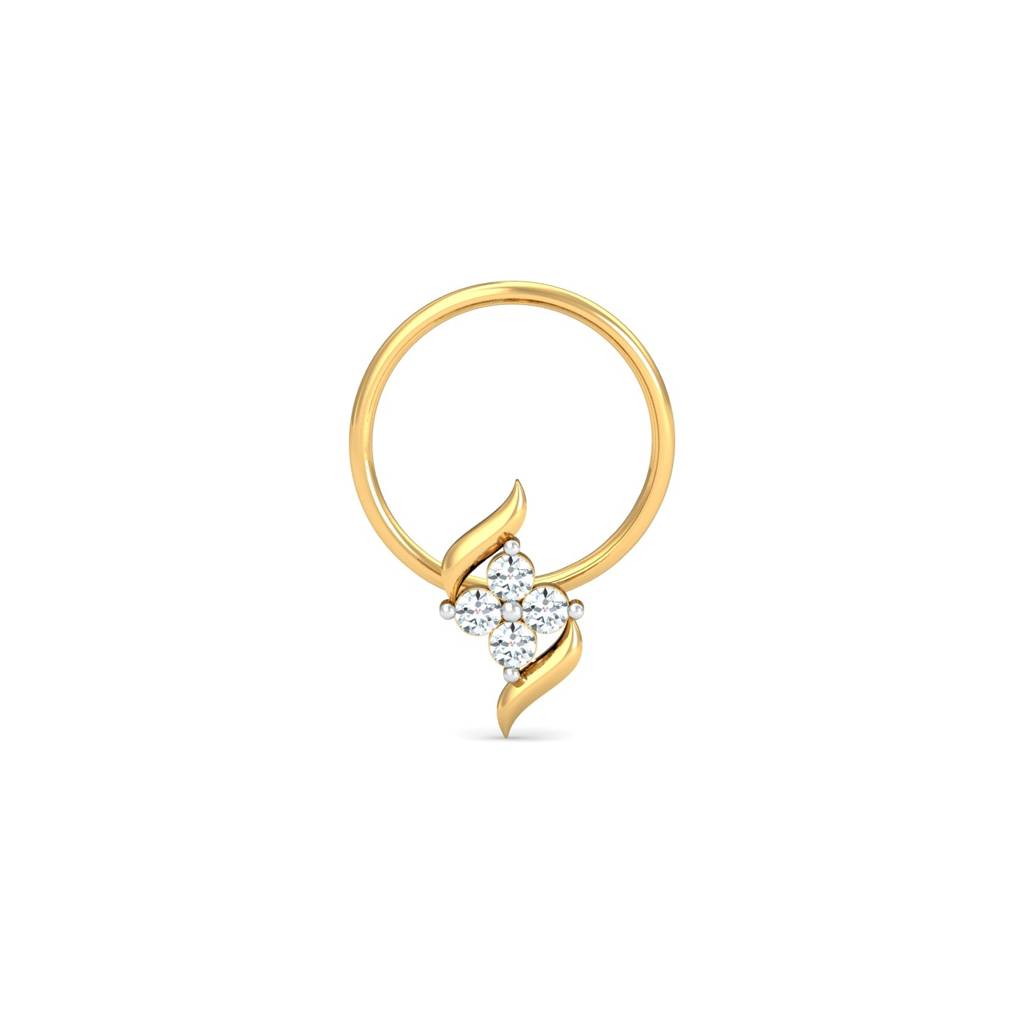 KuberBox 18K Yellow Gold Dvidal Nose Pin