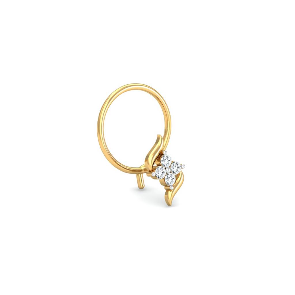 KuberBox 18K Yellow Gold Dvidal Nose Pin
