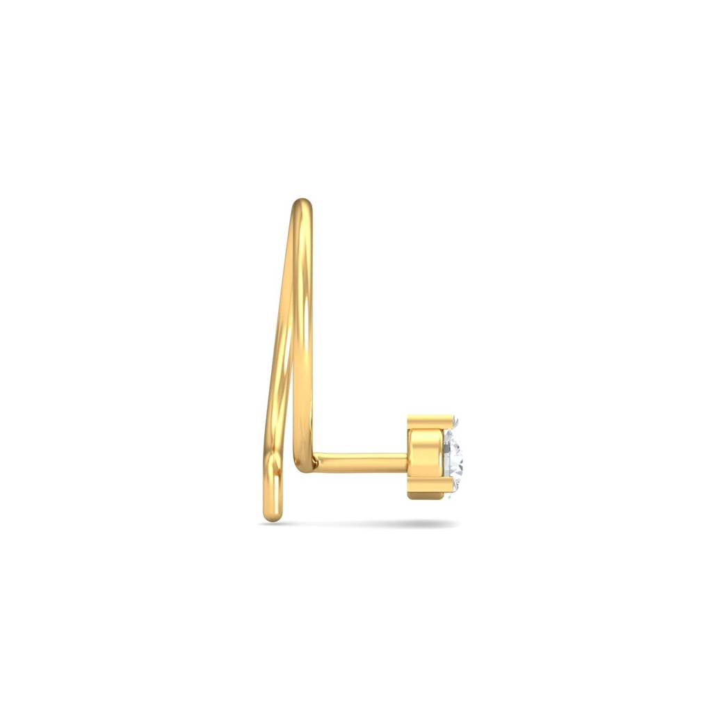 KuberBox 18K Yellow Gold 0.05 Carat 3 Prongs Nose Pin