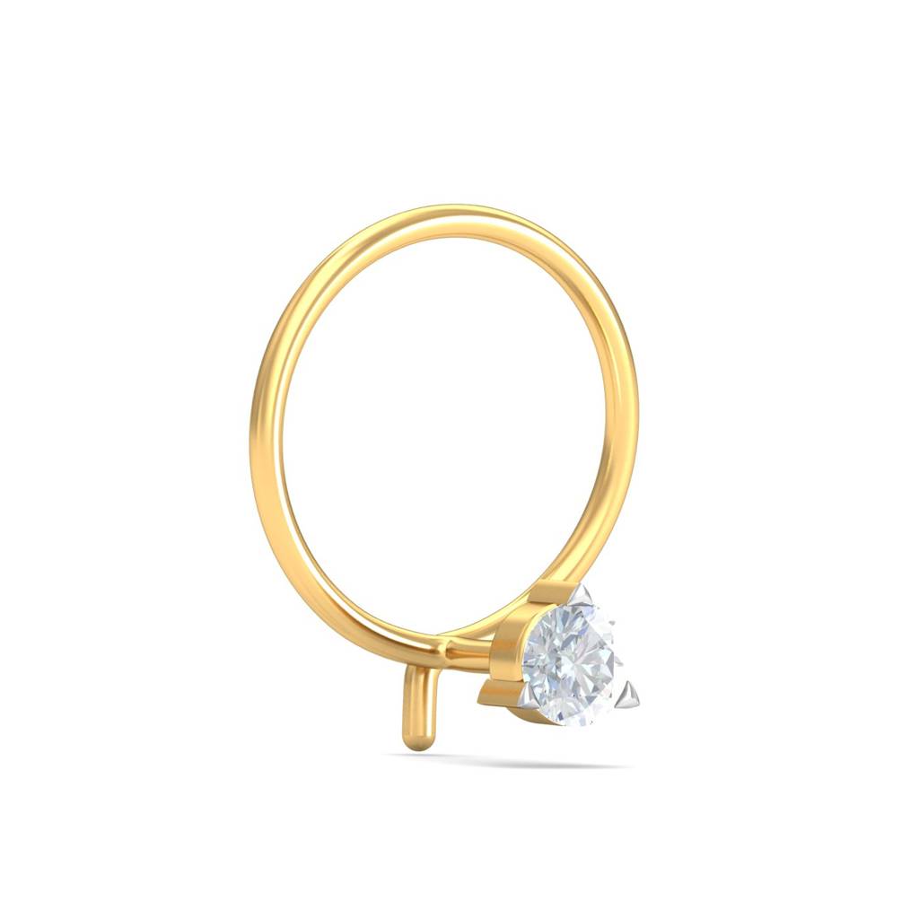 KuberBox 18K Yellow Gold 0.06 Carat 3 Prongs Nose Pin