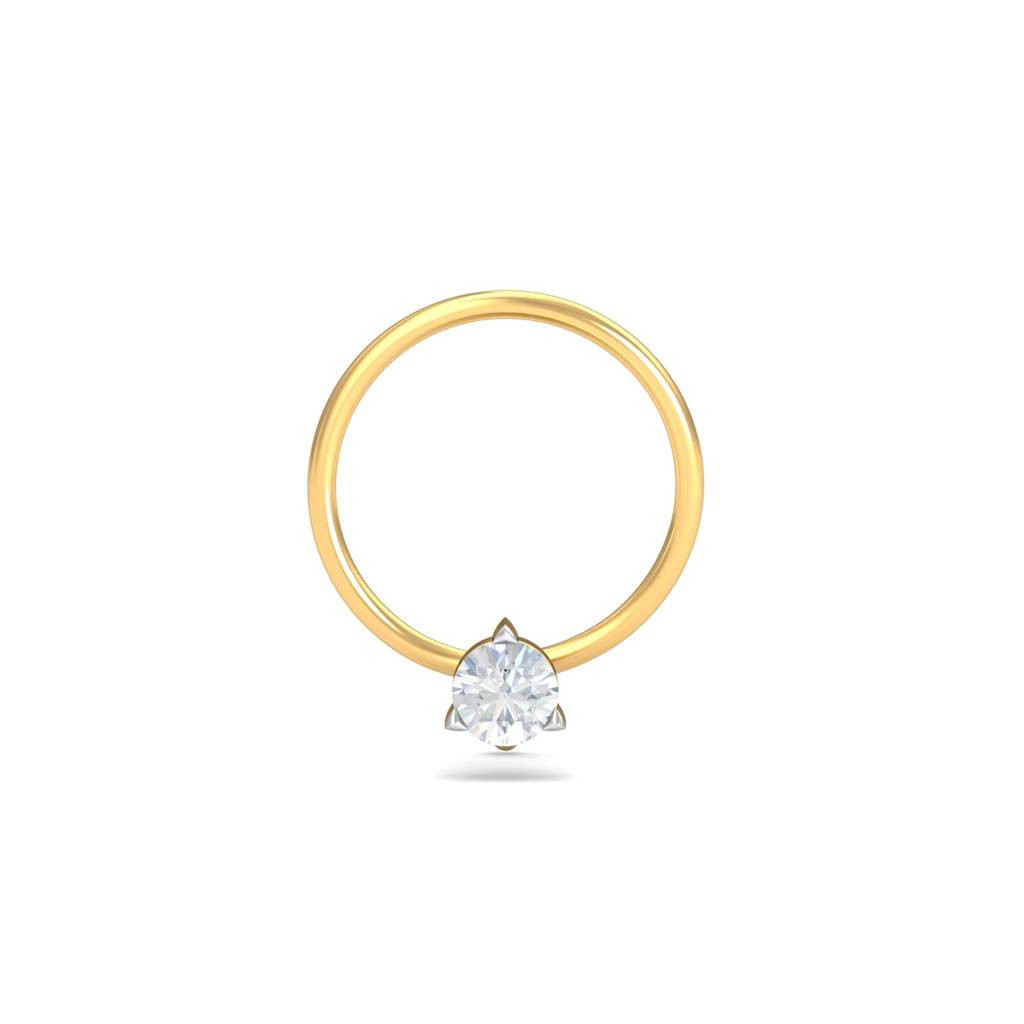 KuberBox 18K Yellow Gold 0.08 Carat 3 Prongs Nose Pin