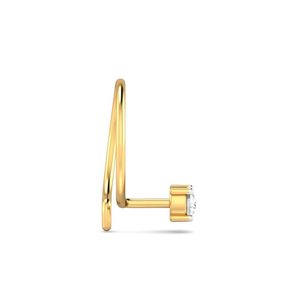 KuberBox 18K Yellow Gold 0.07 Carat 4 Prongs Nose Pin