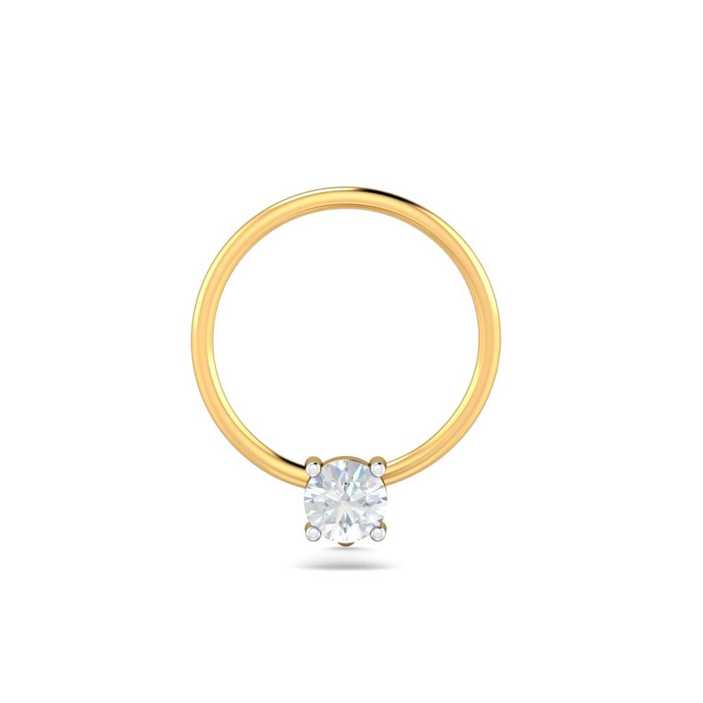 KuberBox 18K Yellow Gold 0.07 Carat 4 Prongs Nose Pin