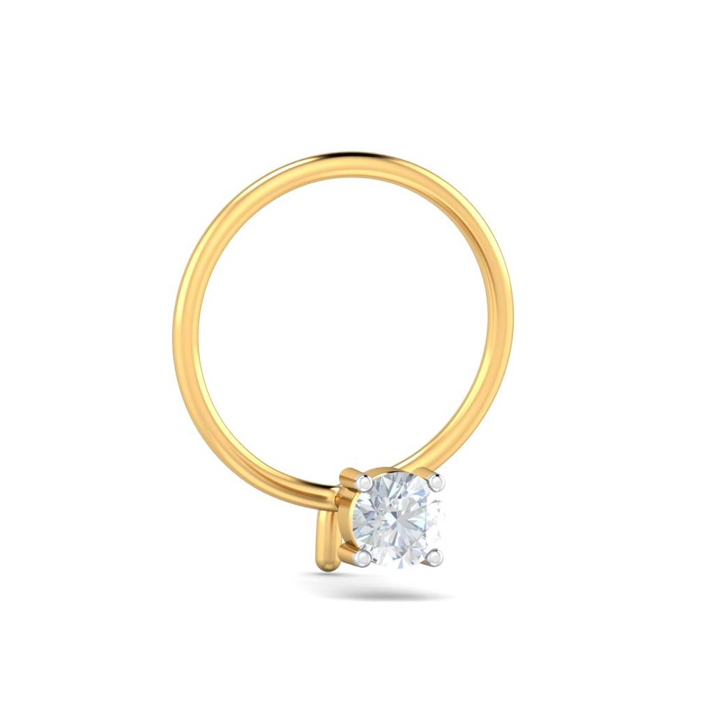 KuberBox 18K Yellow Gold 0.07 Carat 4 Prongs Nose Pin