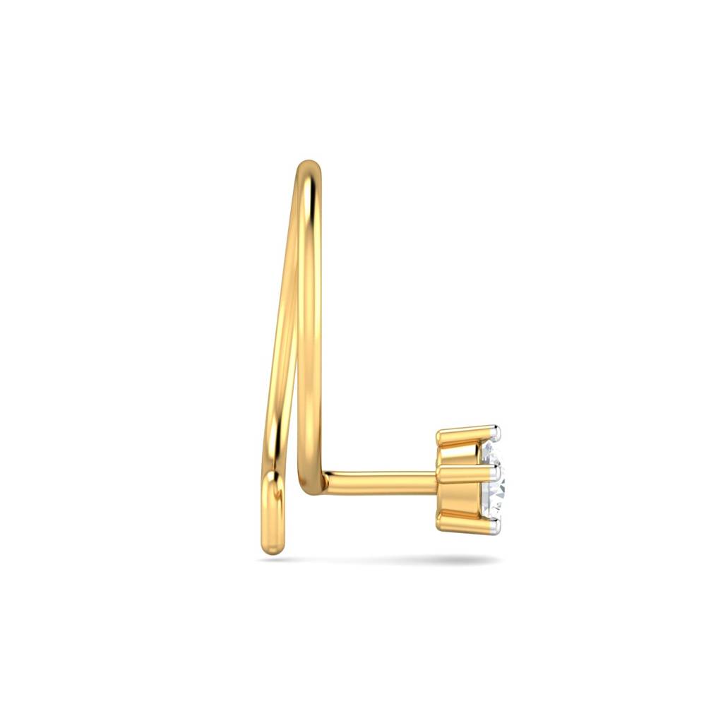 KuberBox 18K Yellow Gold 0.09 Carat 5 Prongs Nose Pin