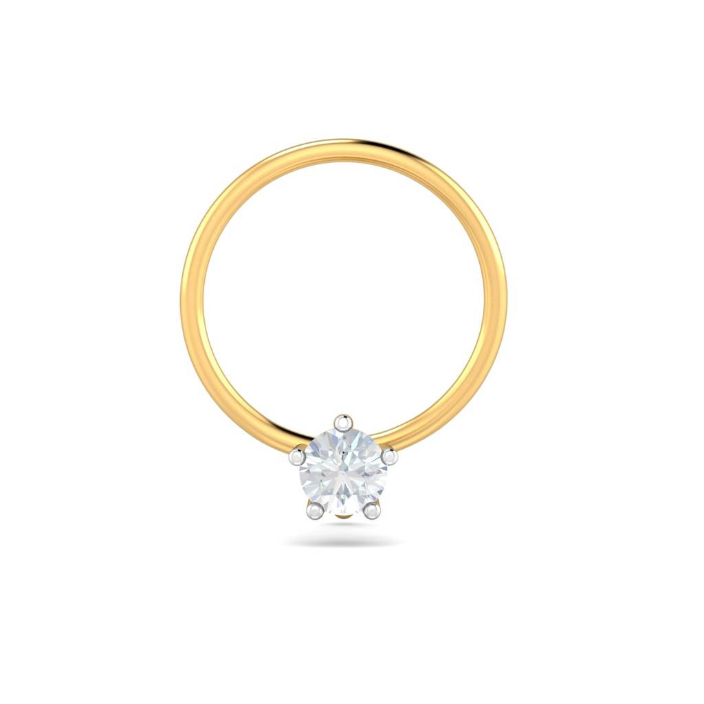 KuberBox 18K Yellow Gold 0.09 Carat 5 Prongs Nose Pin