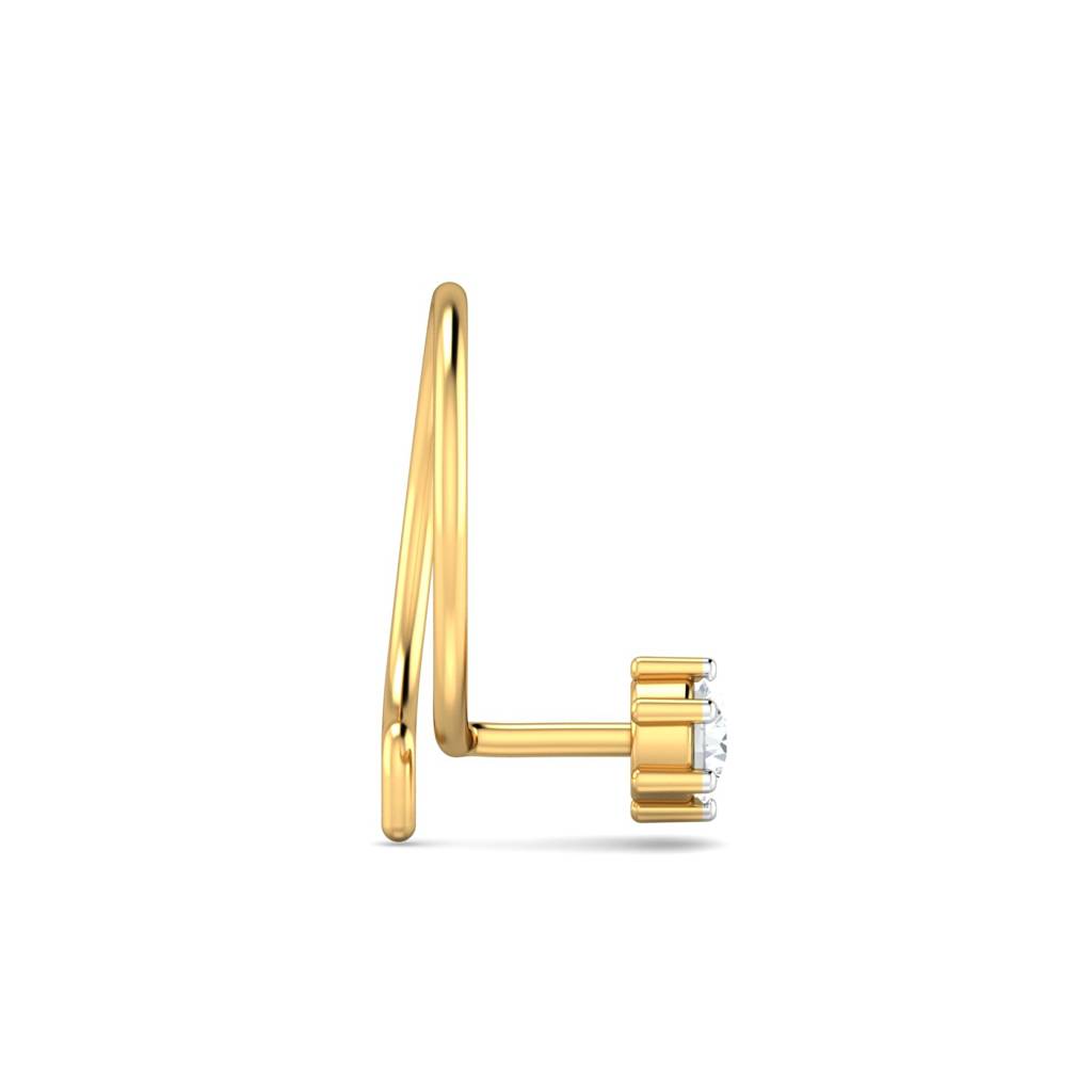 KuberBox 18K Yellow Gold 0.09 Carat 6 Prongs Nose Pin